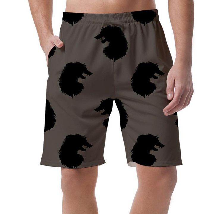 Silhouette Of Werewolf Head On Grey Background Can Be Custom Photo 3D Men's Shorts