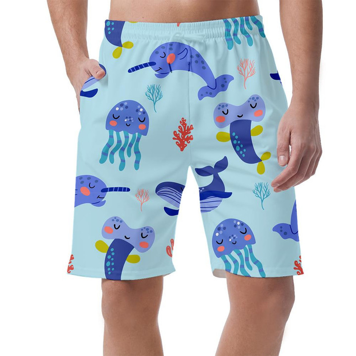 The Image Of Cute Sea Animals Cute Fishes And Octopus Pattern Can Be Custom Photo 3D Men's Shorts