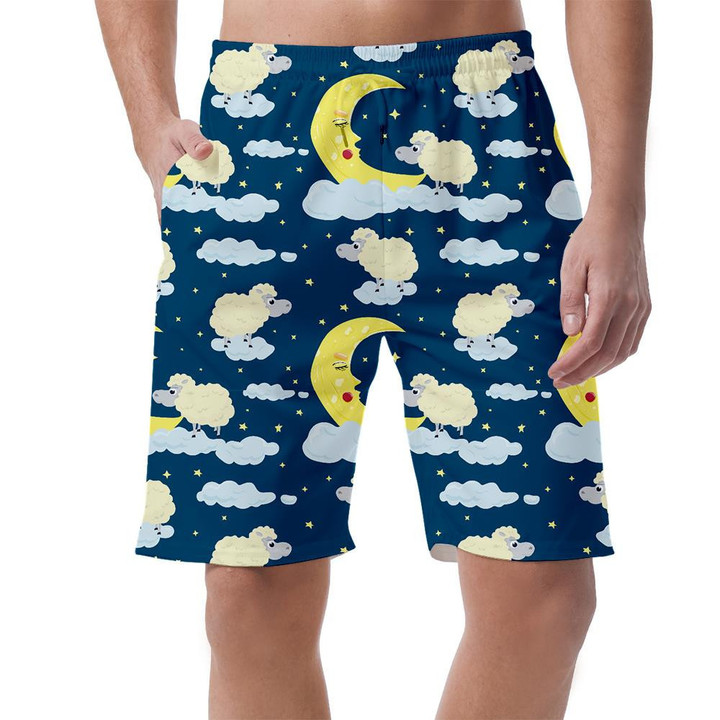 Sheep On The Clouds Next To The Sleeping Moon Can Be Custom Photo 3D Men's Shorts