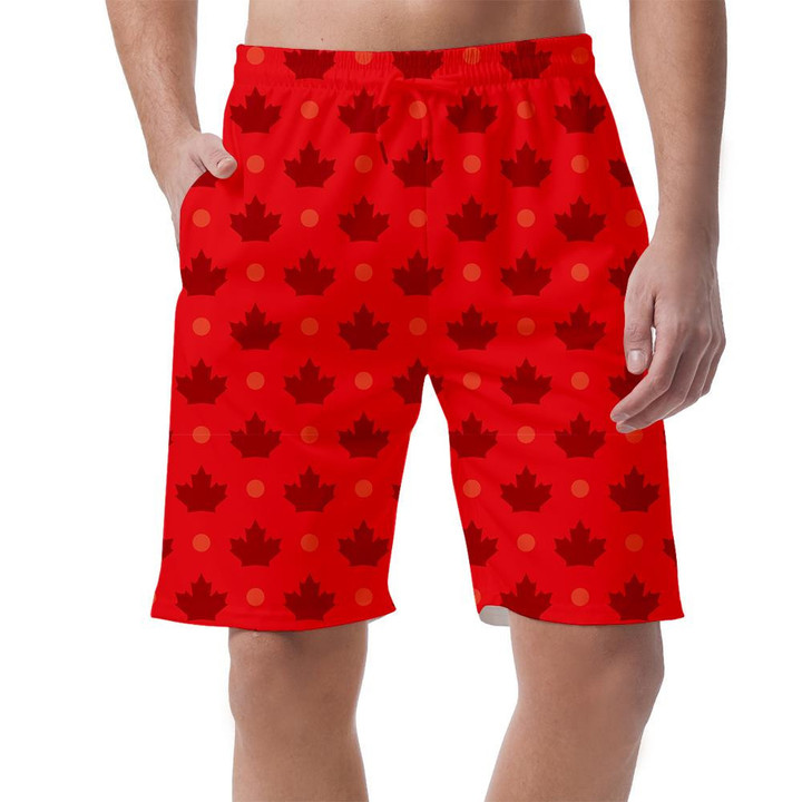 Red Polka Dots And Canada Maple Leaves Pattern Can Be Custom Photo 3D Men's Shorts