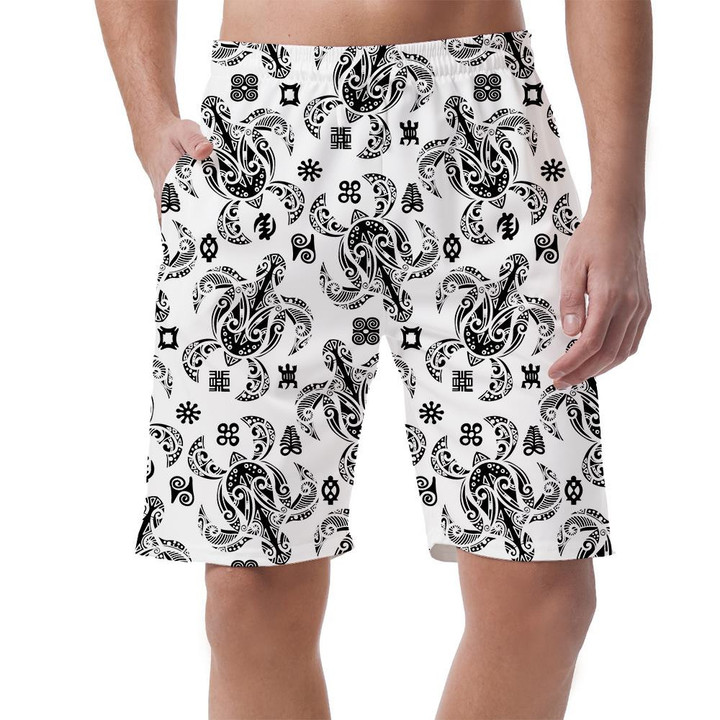 Sea Turtle Ocean Drawn In Line Art Style Can Be Custom Photo 3D Men's Shorts