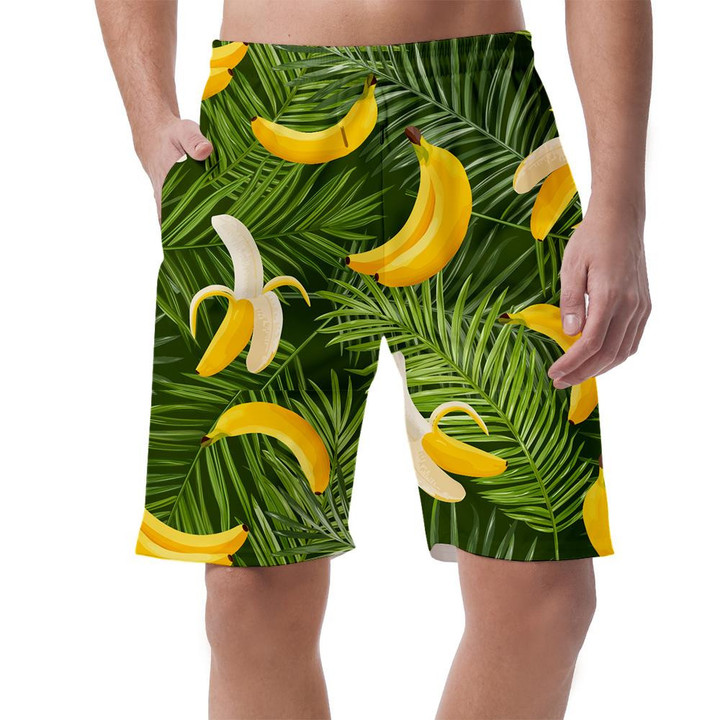 Ripe Bananas Fruits On Green Leaves Background Can Be Custom Photo 3D Men's Shorts