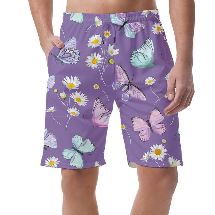 Spring Theme Daisy Flowers And Butterfly Can Be Custom Photo 3D Men's Shorts