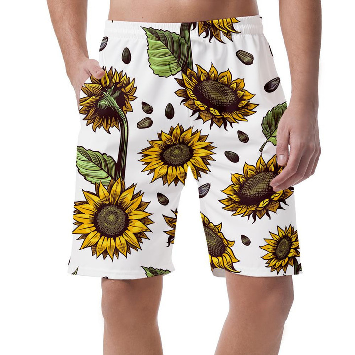 Repeating Sunflower Artistic Blossom Abstract Hand Drawn Can Be Custom Photo 3D Men's Shorts