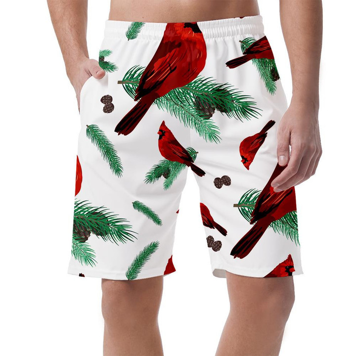 Red Cardinal Bird And Fir Tree Branch Can Be Custom Photo 3D Men's Shorts