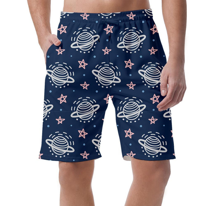 Space Galaxy Planets And Stars Drawing By Hand Pattern Can Be Custom Photo 3D Men's Shorts