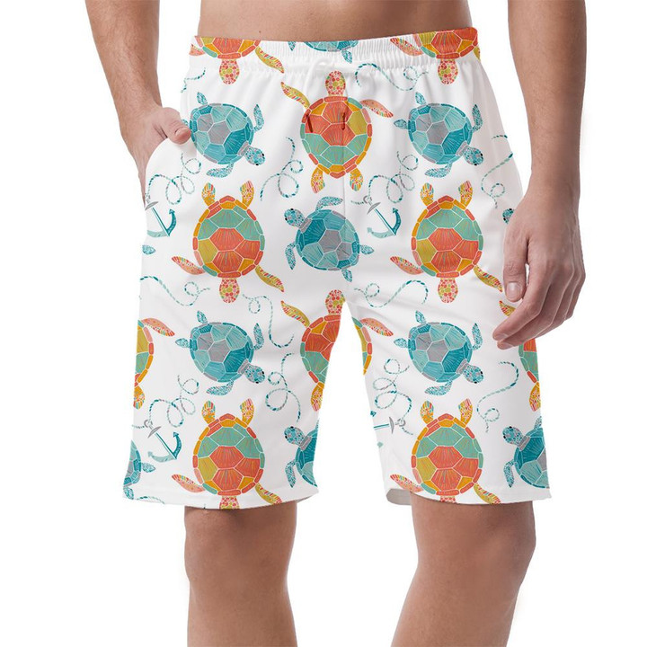 Sea Turtles And Tropical Fish On White Can Be Custom Photo 3D Men's Shorts