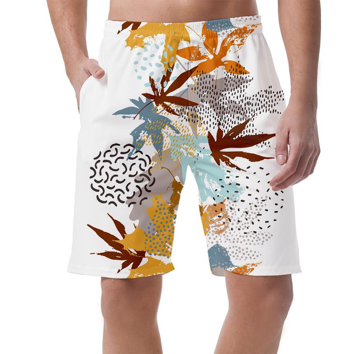 Watercolor Asian Crane Bird And Maple Leafs Pattern Can Be Custom Photo 3D Men's Shorts