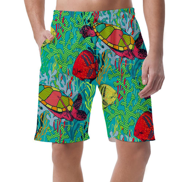 Underwater World Cute Turtle And Red Octopus Can Be Custom Photo 3D Men's Shorts