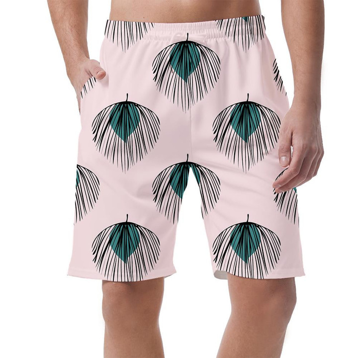 Tropical Peacock Leaves Isolated On Pink Background Can Be Custom Photo 3D Men's Shorts