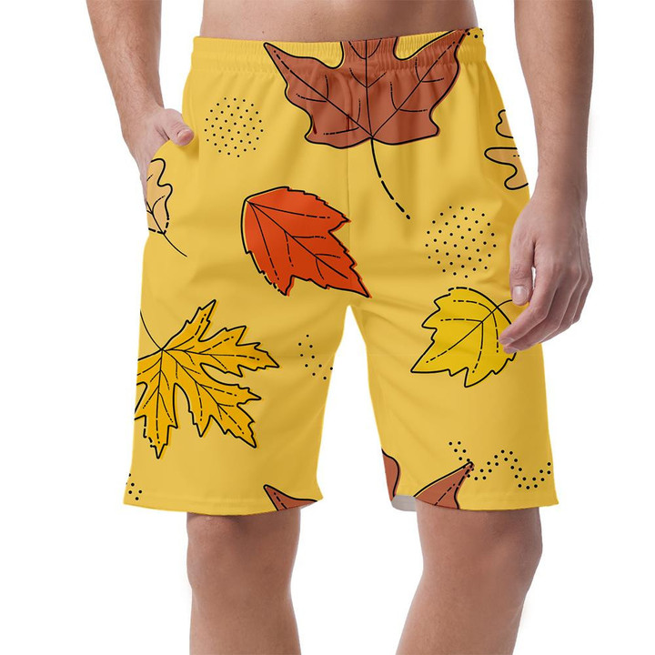 Vintage Autumn Leaves In Memphis Style Can Be Custom Photo 3D Men's Shorts