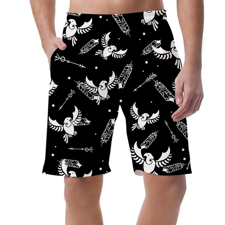Tribal Arrows And White Eagle On Black Background Can Be Custom Photo 3D Men's Shorts