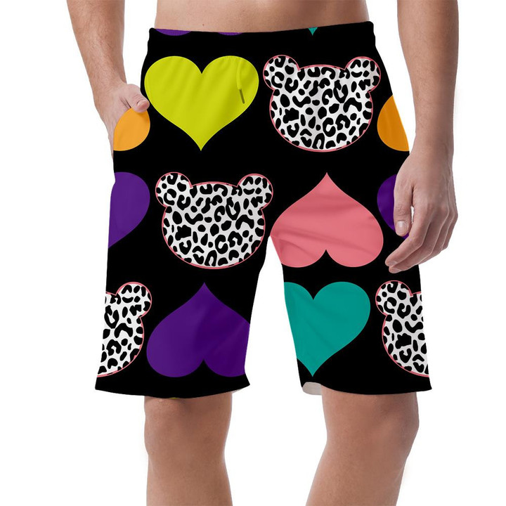 Wild African Leopard Cute Teddy Bear With Hearts Can Be Custom Photo 3D Men's Shorts