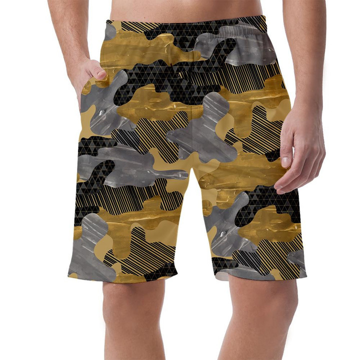 Trendy Gold Gray Marble Camouflage Geometry Pattern Can Be Custom Photo 3D Men's Shorts