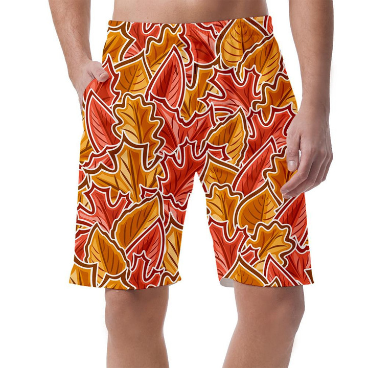 Thick Outline Watercolor Painted Autumn Maple Leaves Can Be Custom Photo 3D Men's Shorts