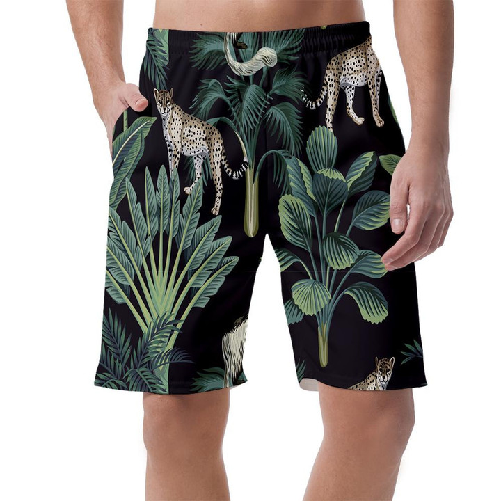 Tropical Vintage Monkey Leopard And Banana Tree Can Be Custom Photo 3D Men's Shorts