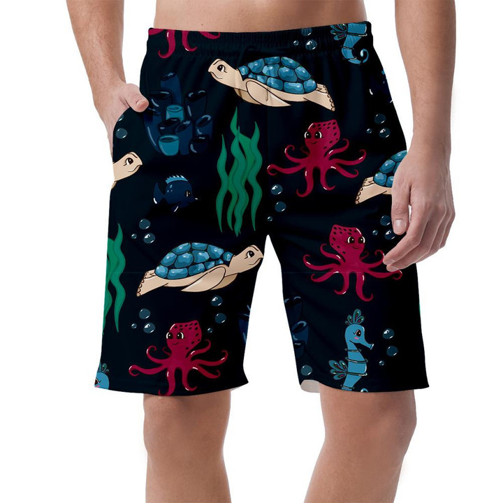 Underwater World Purple Beautiful Fish And Turtle Can Be Custom Photo 3D Men's Shorts