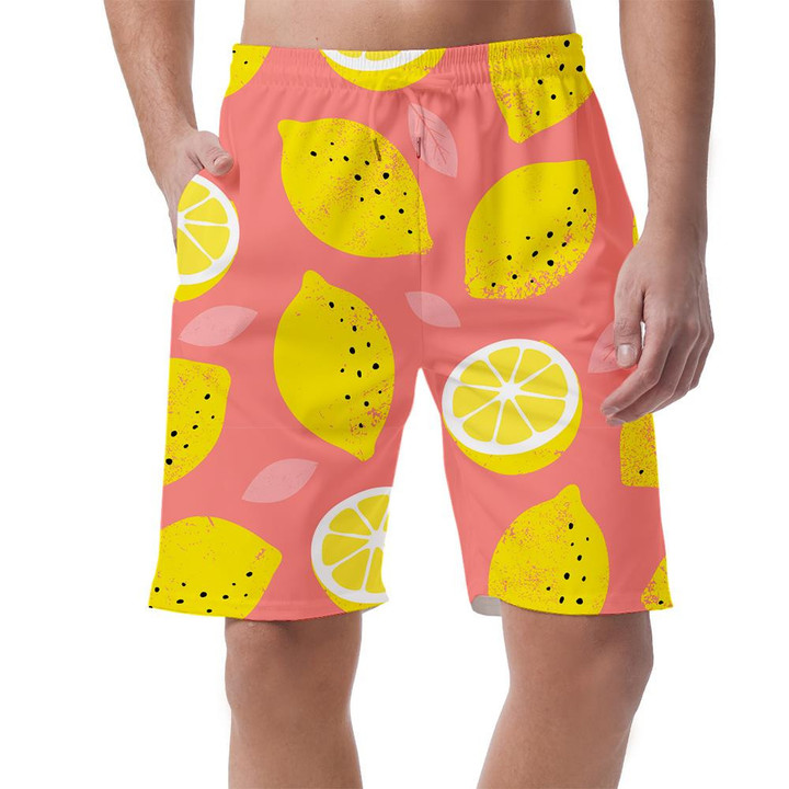 Trendy Summer Pink Background With Lemon Cut In Half Pattern Can Be Custom Photo 3D Men's Shorts