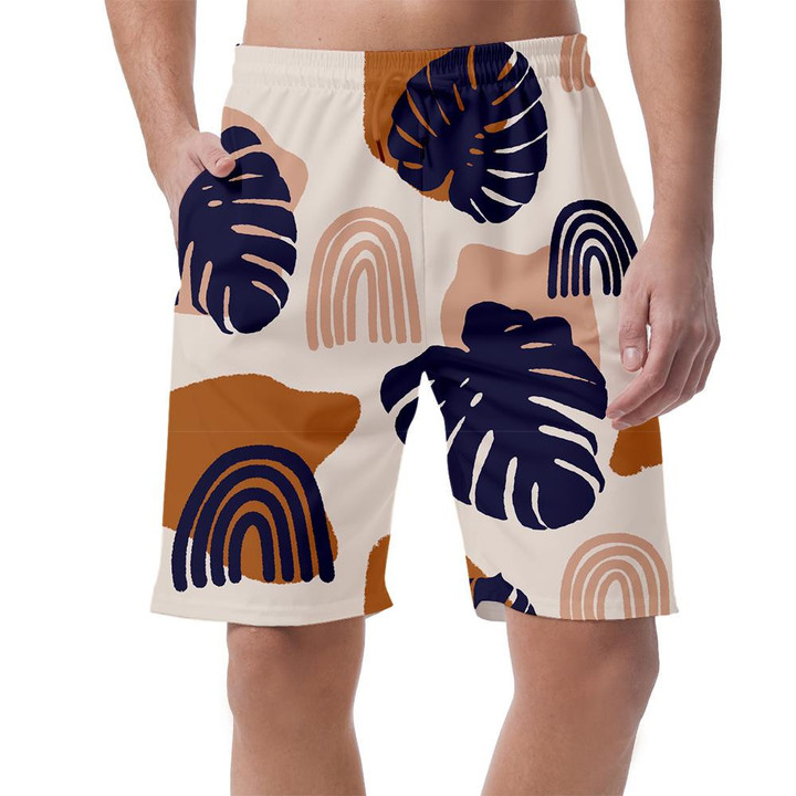 Tropical Palm Leaf And Pastel Rainbow Design Theme Can Be Custom Photo 3D Men's Shorts
