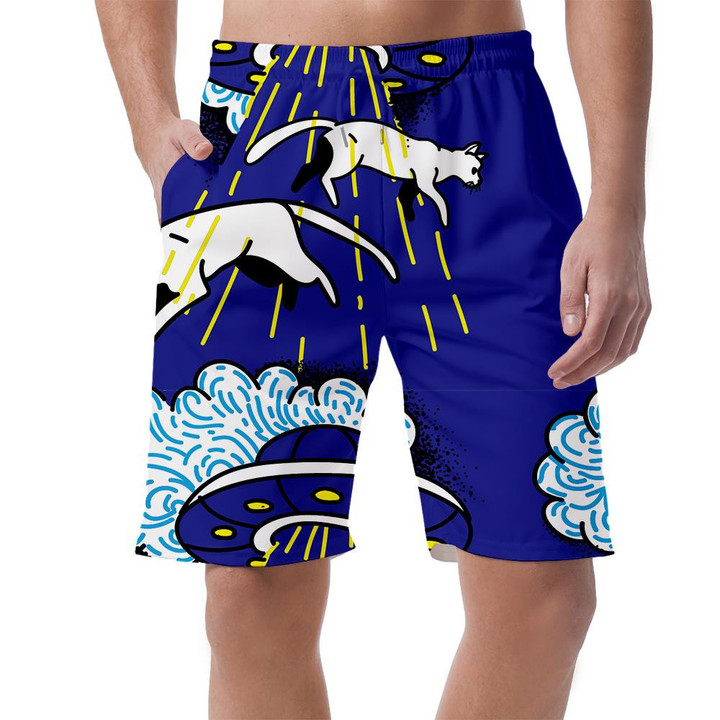 Ufo Kidnaps Cats Fly In The Air Can Be Custom Photo 3D Men's Shorts