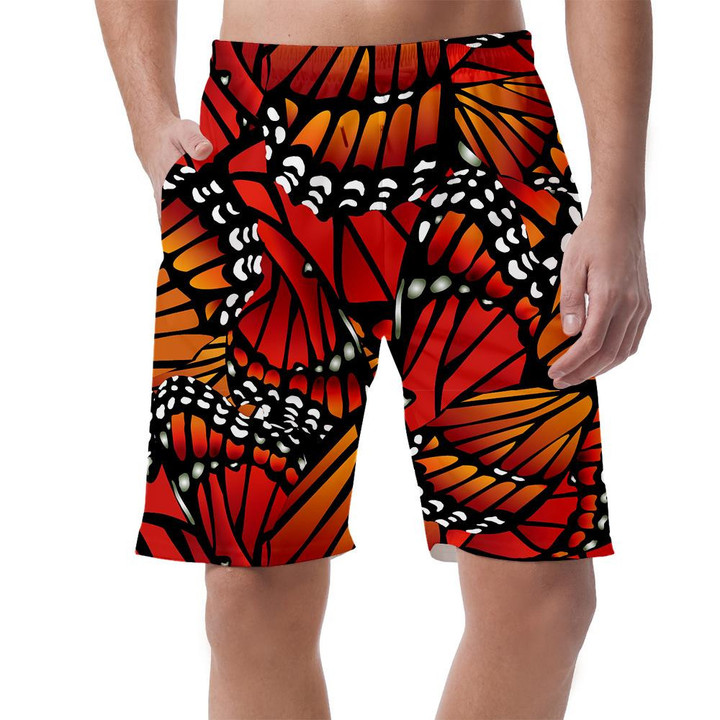 White And Black Monarch Butterflies Petals Can Be Custom Photo 3D Men's Shorts