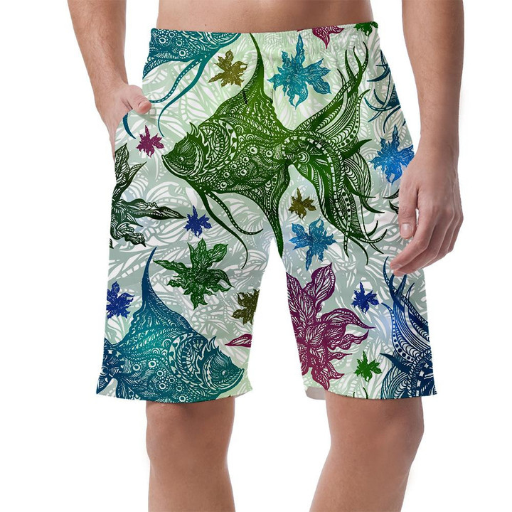 Underwater World Creatures Amazing Fishes And Seaweed Abstract Pattern Can Be Custom Photo 3D Men's Shorts