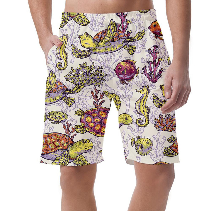 Vintage Turtle Decorated With Floral Ornaments Can Be Custom Photo 3D Men's Shorts