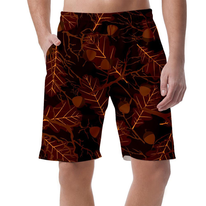 Tree Branches Forest With Leaves Acorns Nature Can Be Custom Photo 3D Men's Shorts