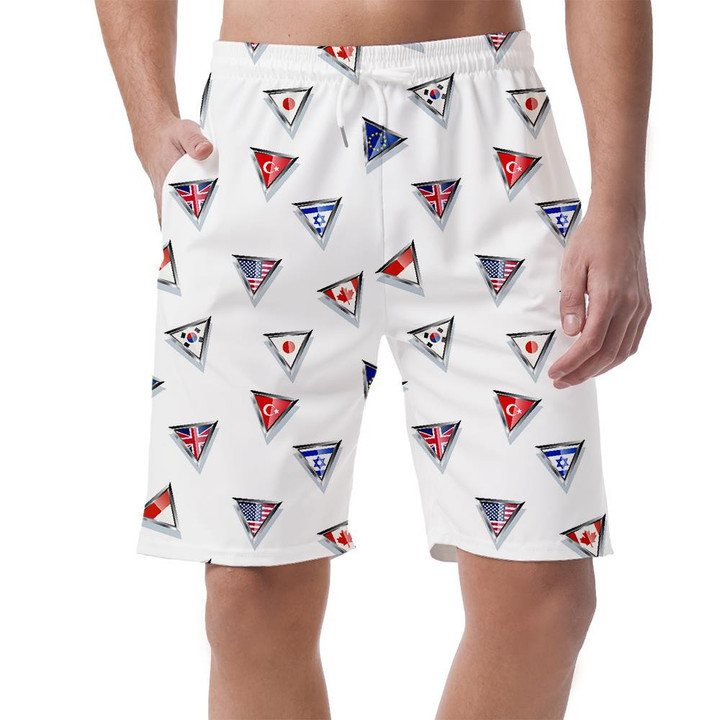 Triangular Metal Flags Symbols Collection Pattern Can Be Custom Photo 3D Men's Shorts