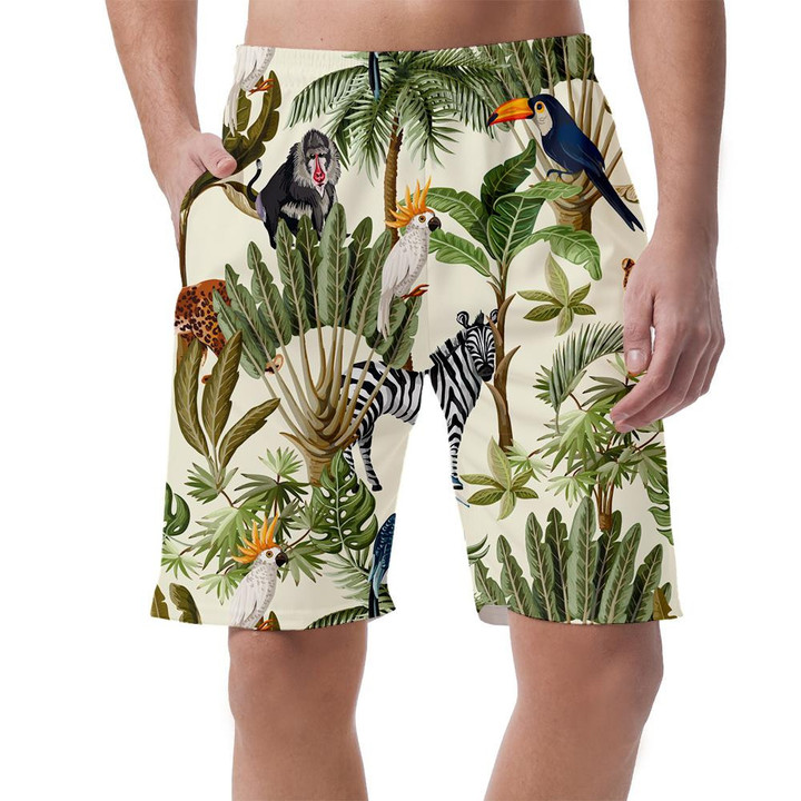 Various Summer Birds On Tropical Trees Jungle Pattern Can Be Custom Photo 3D Men's Shorts
