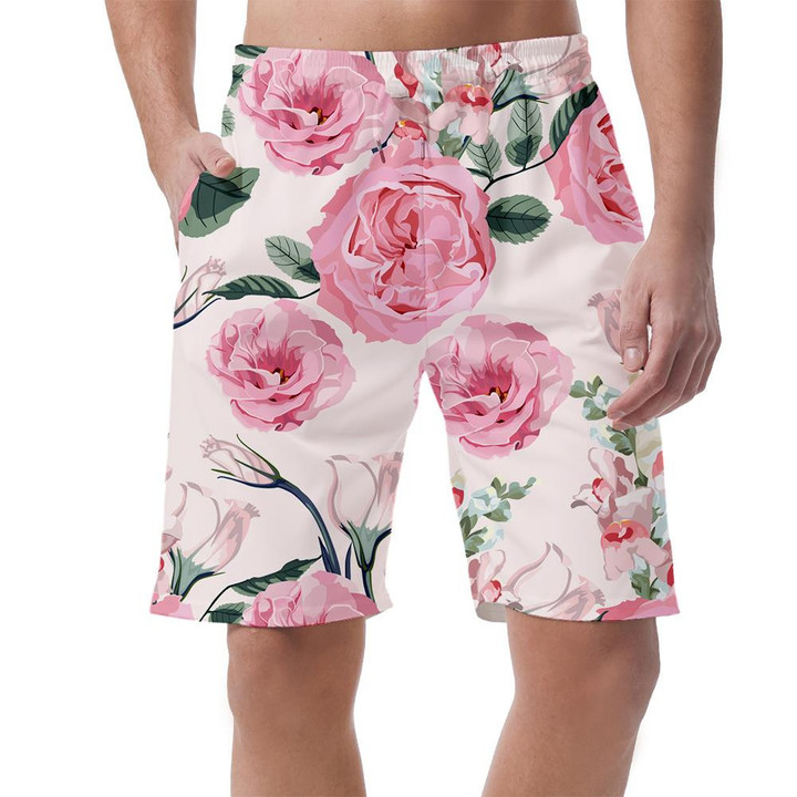 Watercolor Style Pink Roses And Many Kind Of Blooming Flowers Can Be Custom Photo 3D Men's Shorts