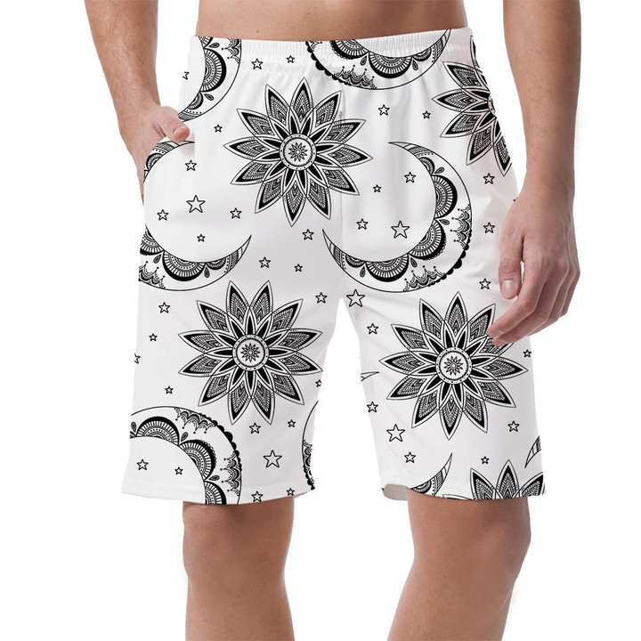 Vitage Moon Sun And Start On White Background Can Be Custom Photo 3D Men's Shorts