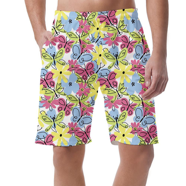 Theme Spring Yellow Flower And Butterfly Can Be Custom Photo 3D Men's Shorts