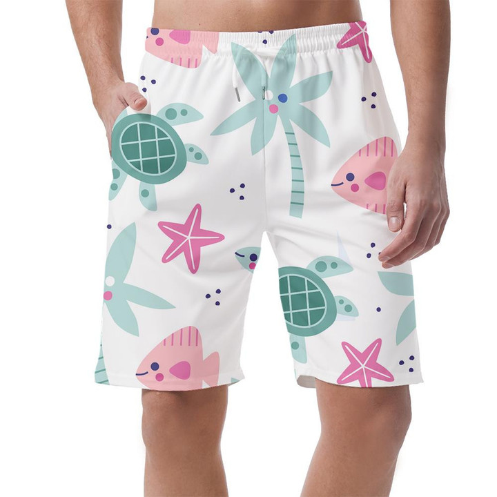 Turtle Swims In The Ocean Background Of The Sun Can Be Custom Photo 3D Men's Shorts