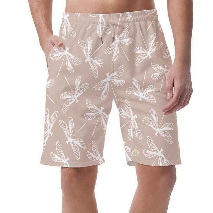 White Dragonflies In Pink Watercolor Style Vintage Can Be Custom Photo 3D Men's Shorts