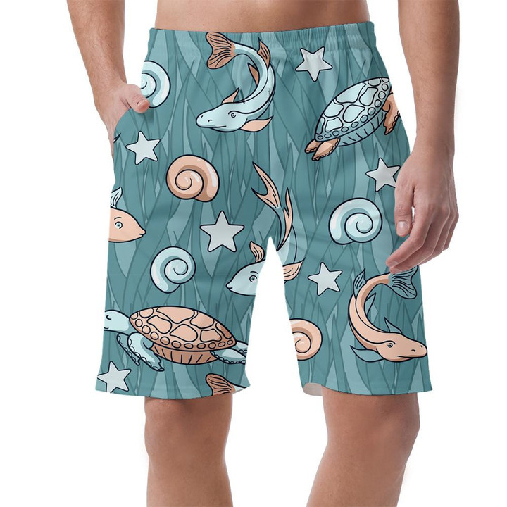 Triangle Sea Turtles Pink And Purple Vintage Style Can Be Custom Photo 3D Men's Shorts