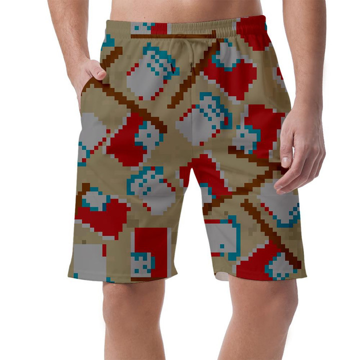 Vintage Beige Background With Flags And Uncle Sam Hats Can Be Custom Photo 3D Men's Shorts