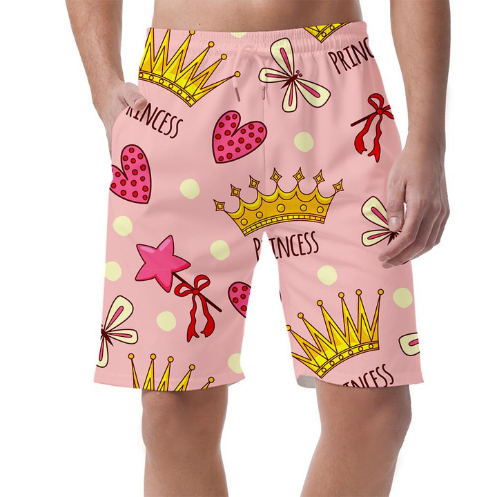 Theme Mystical Princess Crowns Butterfly And Hearts Can Be Custom Photo 3D Men's Shorts