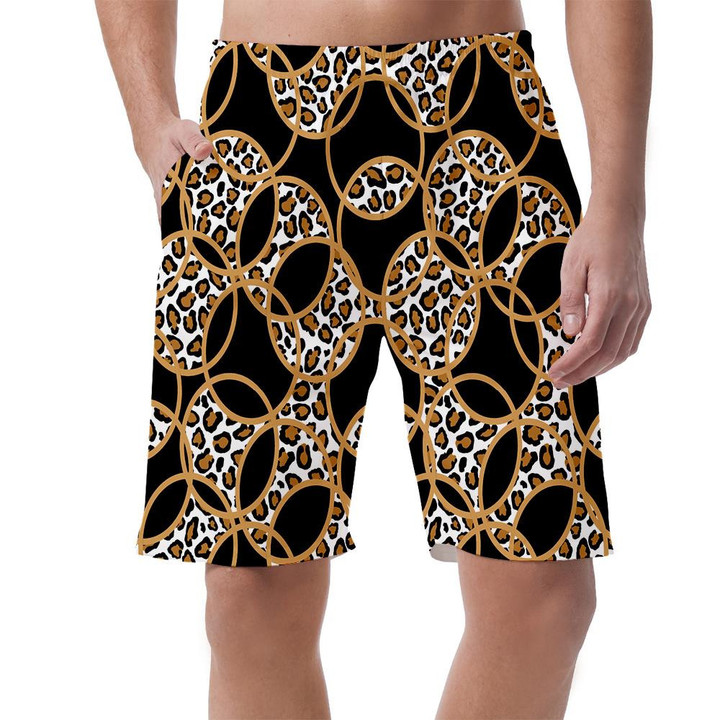 Wild African Leopard With Circles On Black Can Be Custom Photo 3D Men's Shorts
