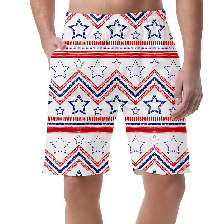 Tribal Ethnic Patriotic Red Blue American Stars Can Be Custom Photo 3D Men's Shorts
