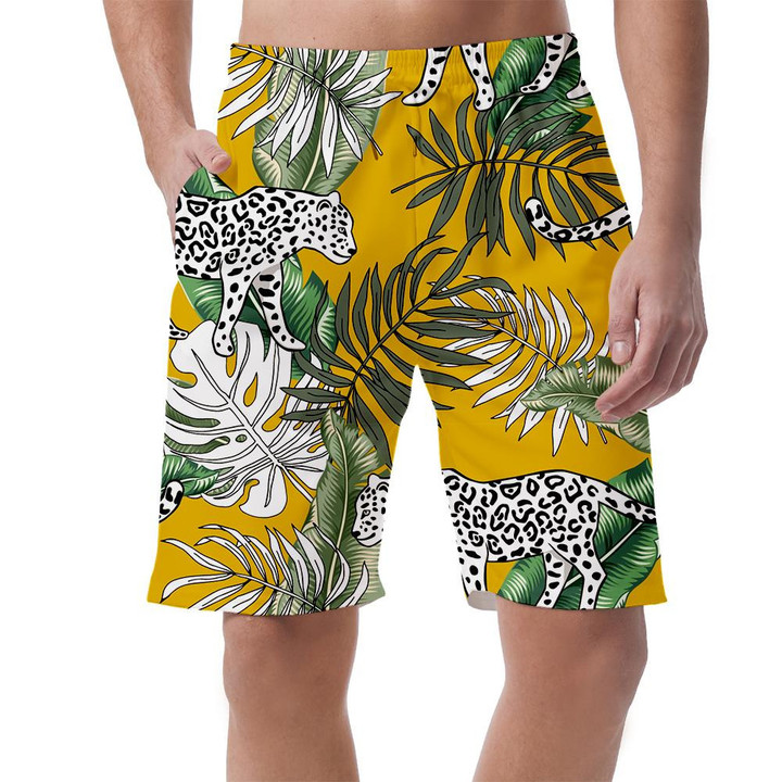 Tropical Leopard Animal Banana On Yellow Background Can Be Custom Photo 3D Men's Shorts