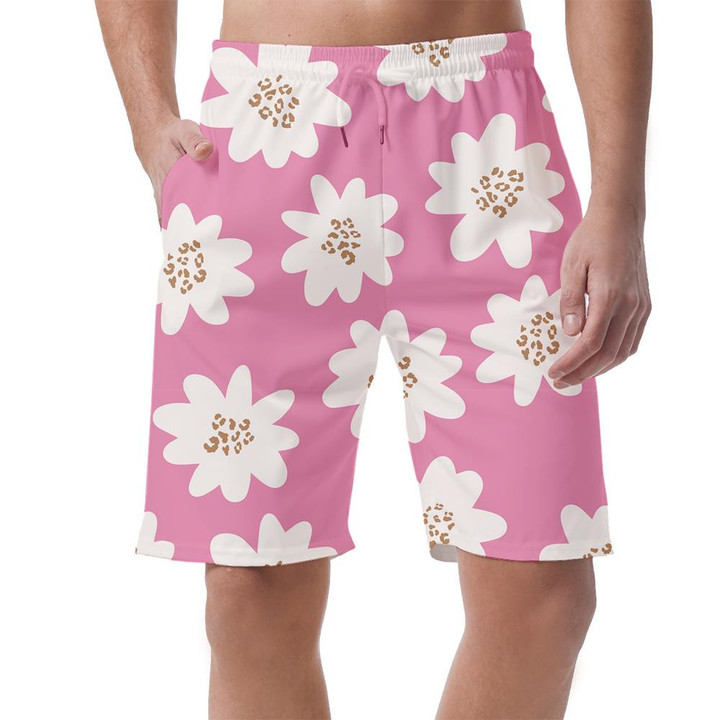 Wild African Leopard And Daisy Flower Can Be Custom Photo 3D Men's Shorts