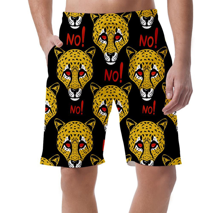 Wild African Animals Leopard Face Say No Can Be Custom Photo 3D Men's Shorts