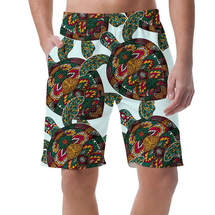 Watercolor Blue And Black Turtles On White Can Be Custom Photo 3D Men's Shorts