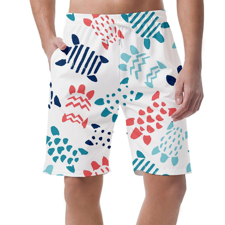 Turtle Starfish And Palm Tree Elements Pastel Colors Can Be Custom Photo 3D Men's Shorts