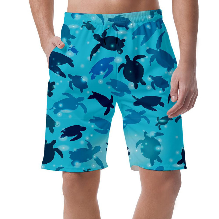 Turtle With Ocean Waves In The Style Boho Can Be Custom Photo 3D Men's Shorts