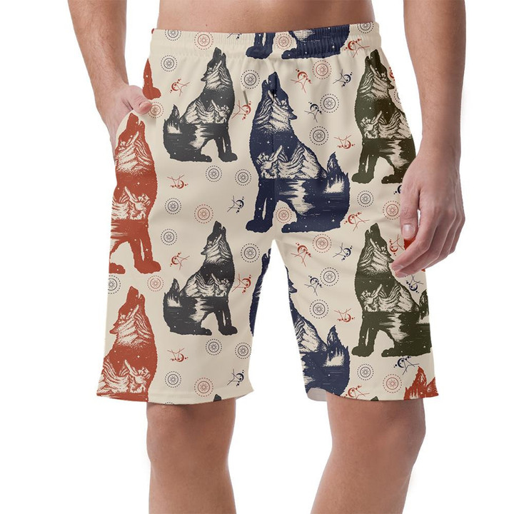 Vintage Background With Moon And Wolfs Can Be Custom Photo 3D Men's Shorts