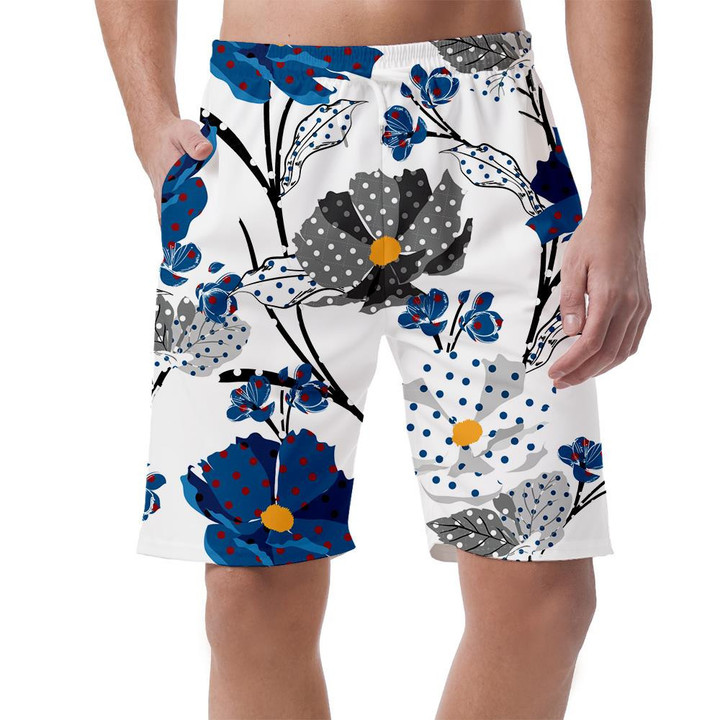 Trendy Meadow Wild Flowers Made Polka Dots Art Design Can Be Custom Photo 3D Men's Shorts