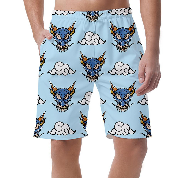 Vintage Style Japanese Dragon Head And Sky Tattoo Can Be Custom Photo 3D Men's Shorts