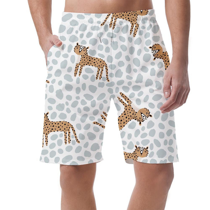 Wild African Leopard With Blue Spots On White Can Be Custom Photo 3D Men's Shorts